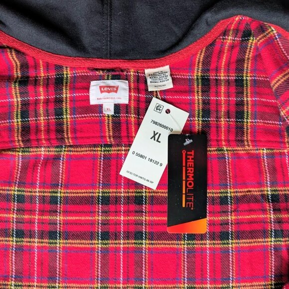 Levi's THERMOLITE Flannel Plaid Hood Shirt Jacket Shacket Men's XL New With Tags - Picture 3 of 9